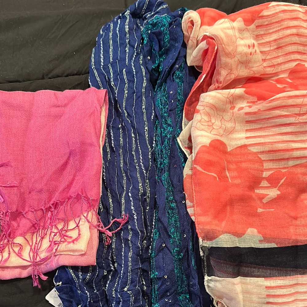 Colorful Scarf Bundle - Pink, Blue, Red